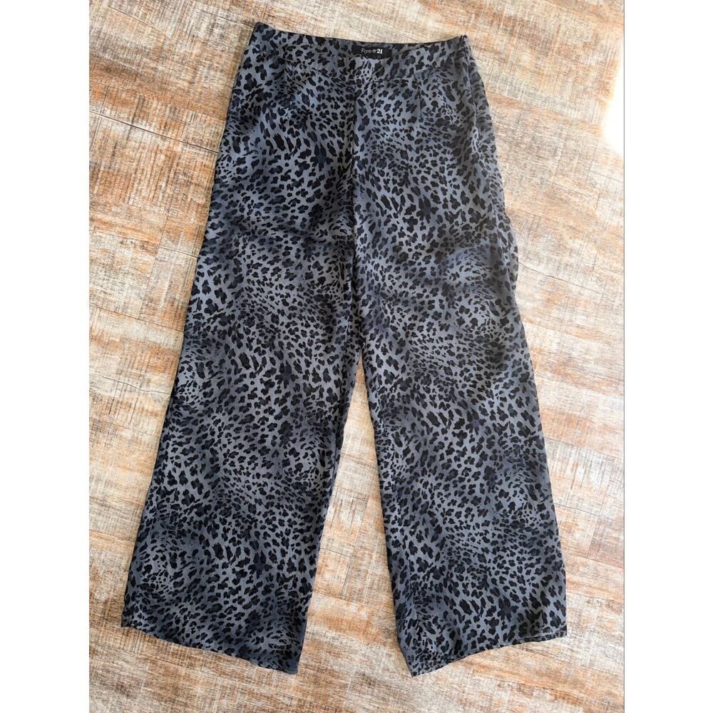 Express Gray Black Leopard Print Sheer Dress Lounge Work Pants Size Medium